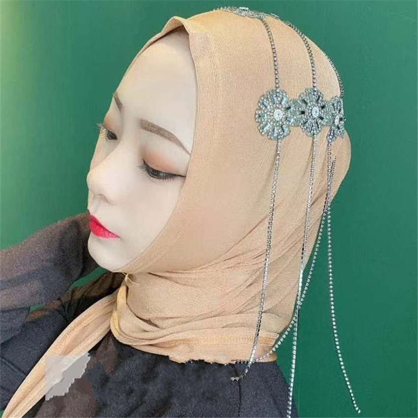 히잡 스카프 고품질 라인석 여성 패션 여성 스카프, 말레이시아 히잡 이슬람 이슬람 워프 머리띠
